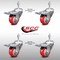 Service Caster 3 Inch SS Red Polyurethane 3/8 Inch Threaded Stem Caster Set Total Lock Brake SCC-SSTSTTL20S314-PPUB-RED-381615-4 - alternate 4